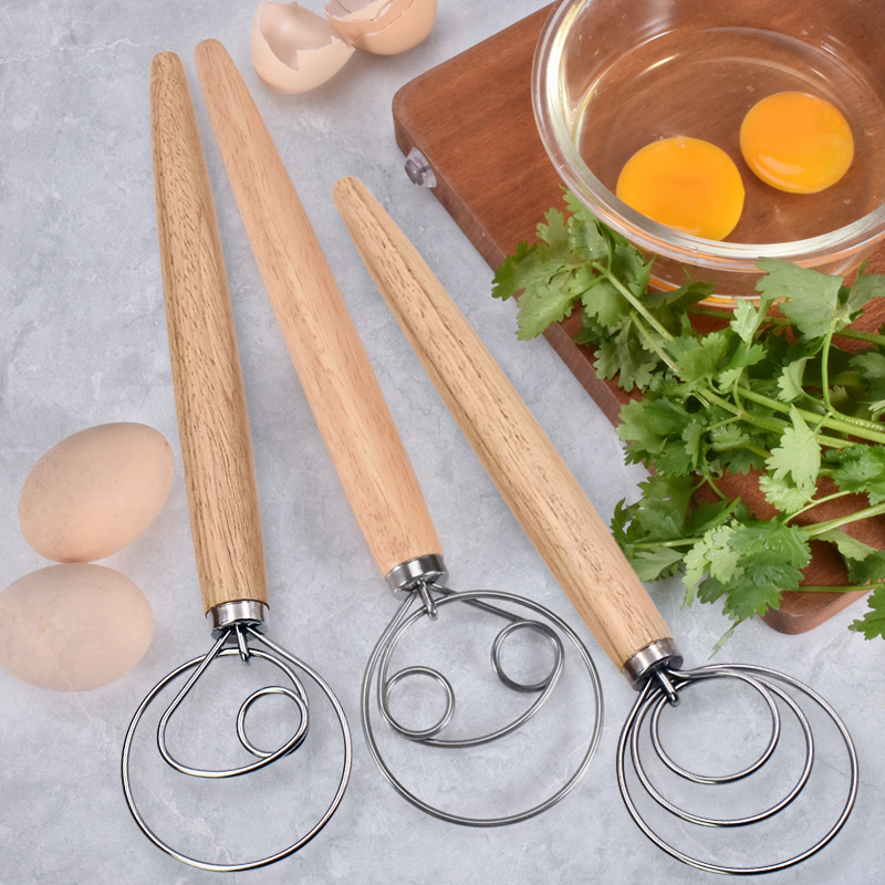 13インチのオーク材ハンドル付き、デンマーク式の生地撹拌機。 - Danish Pancake Pan のレビューと価格